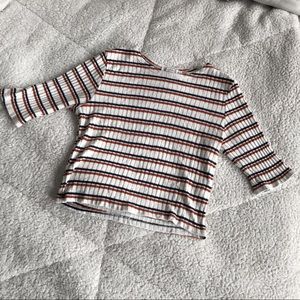 American Eagle don’t ask why striped ribbed 3/4 sleeve top
